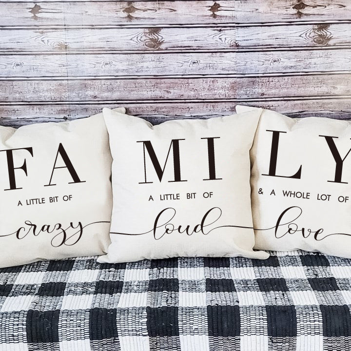 Family Throw Pillow Cover | Set of 3